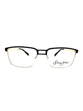 Sean John SJ0513 Black & Shiny Gold Rectangular Eyeglass Frames 56-17-160